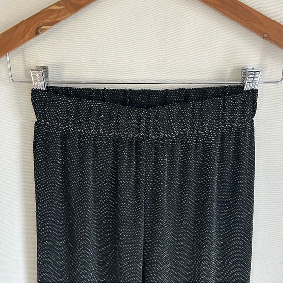 Anna Cai ~ Black Metallic High-Rise Wide-Leg Pants - Picture 2 of 7